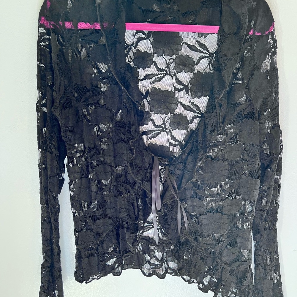 Ing black lace ruffle led collar jacket